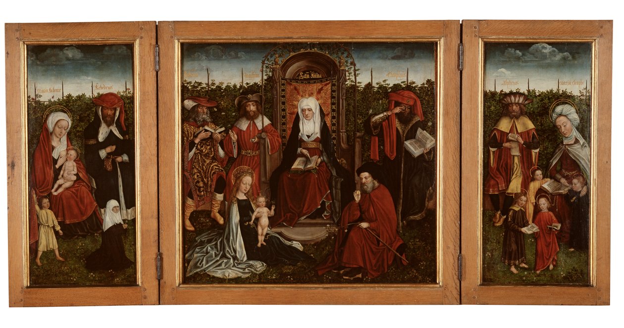 Poortakker Triptych, ca. 1500-10 (olje på panel) av Master of the Holy Family of St. Anne