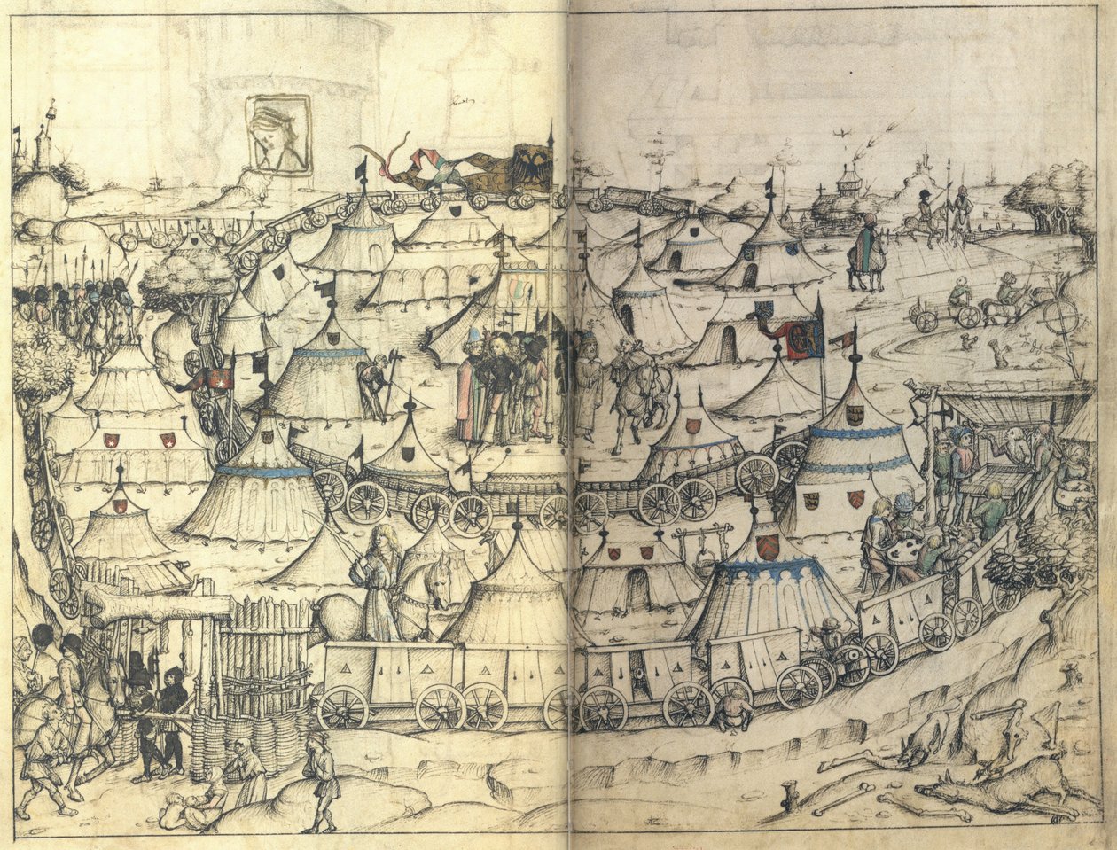Vagnfortet fra middelalderens husbok til Wolfegg Castle, ca 1485 av Master of the Housebook of Wolfegg