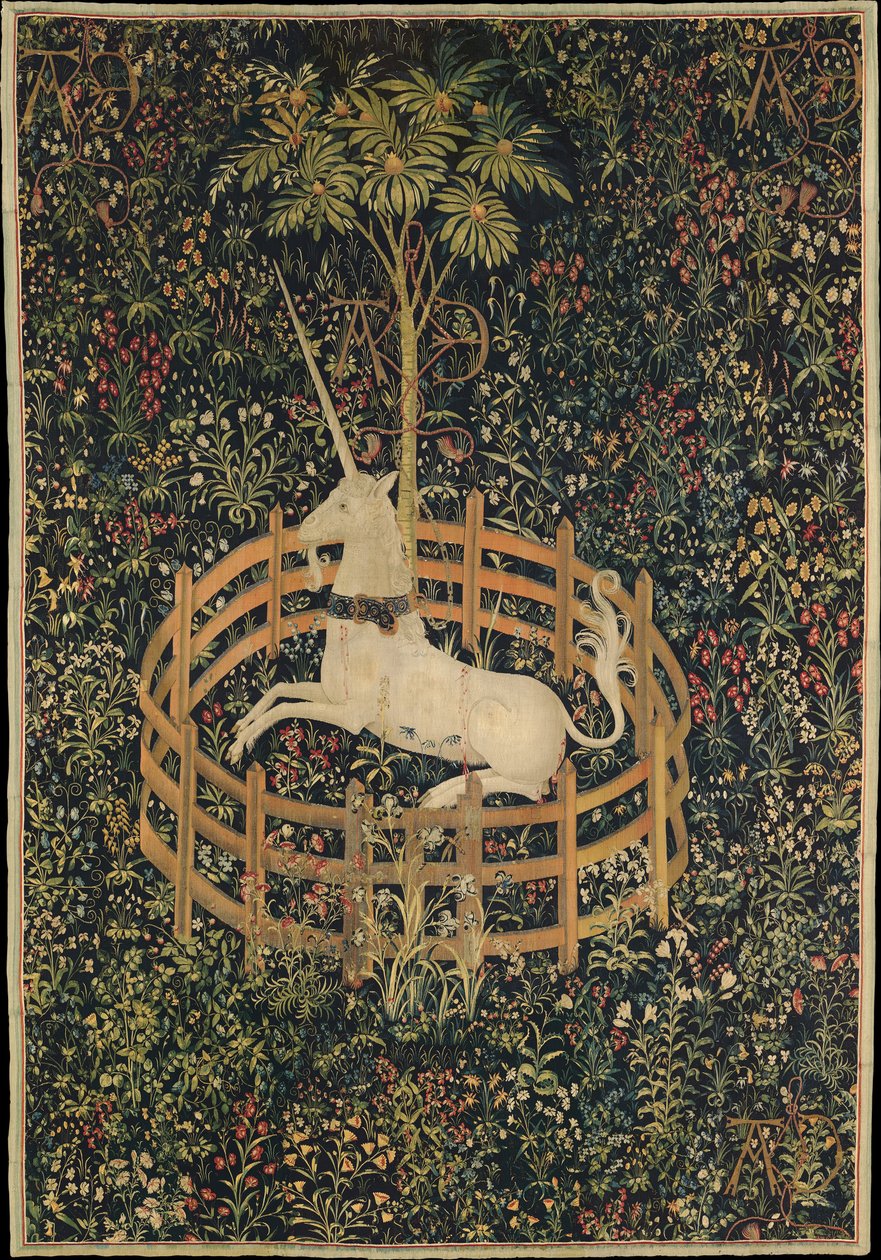 Enhjørningen i fangenskap, ca. 1500 av Master of the Hunt of the