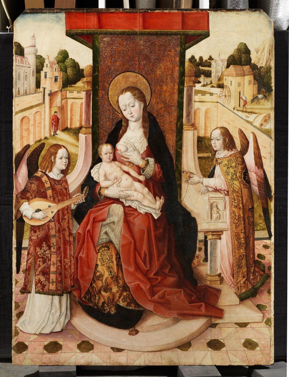 Triptych of Virgin and Child with Two Angels, detalj av Madonna og Child fra sentralpanelet, ca. 1500 (se også 225325, 225326) av Master of the Lee Triptych Master of the Lee Triptych