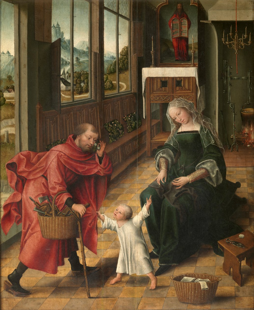 Den hellige familie (olje på panel) av Master of the Legend of St. Madeleine
