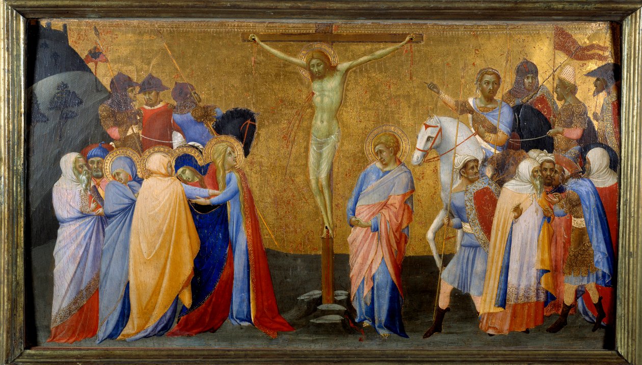 Korsfestelsen Detrempe av Mesteren av Madonna De San Pietro d'Ovile (1300-tallet) Sun. 4,36 x 7,74 m av Master of the Madonna of San Pietro of Ovila