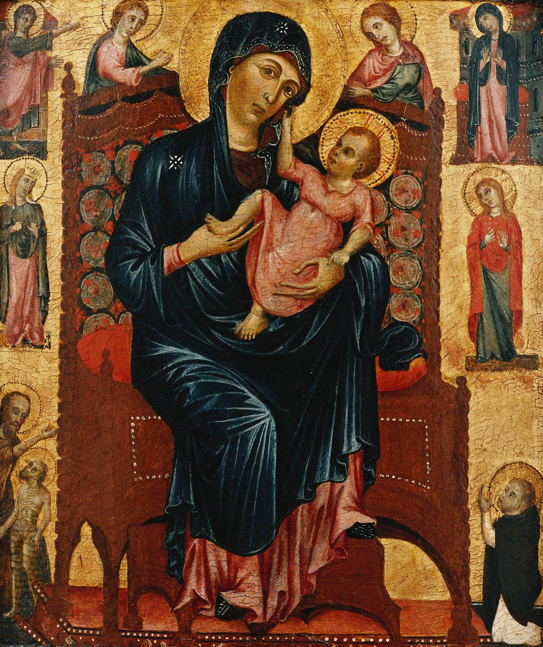 Madonnaen og Kristus tronet med de hellige av Master of the Magdalen