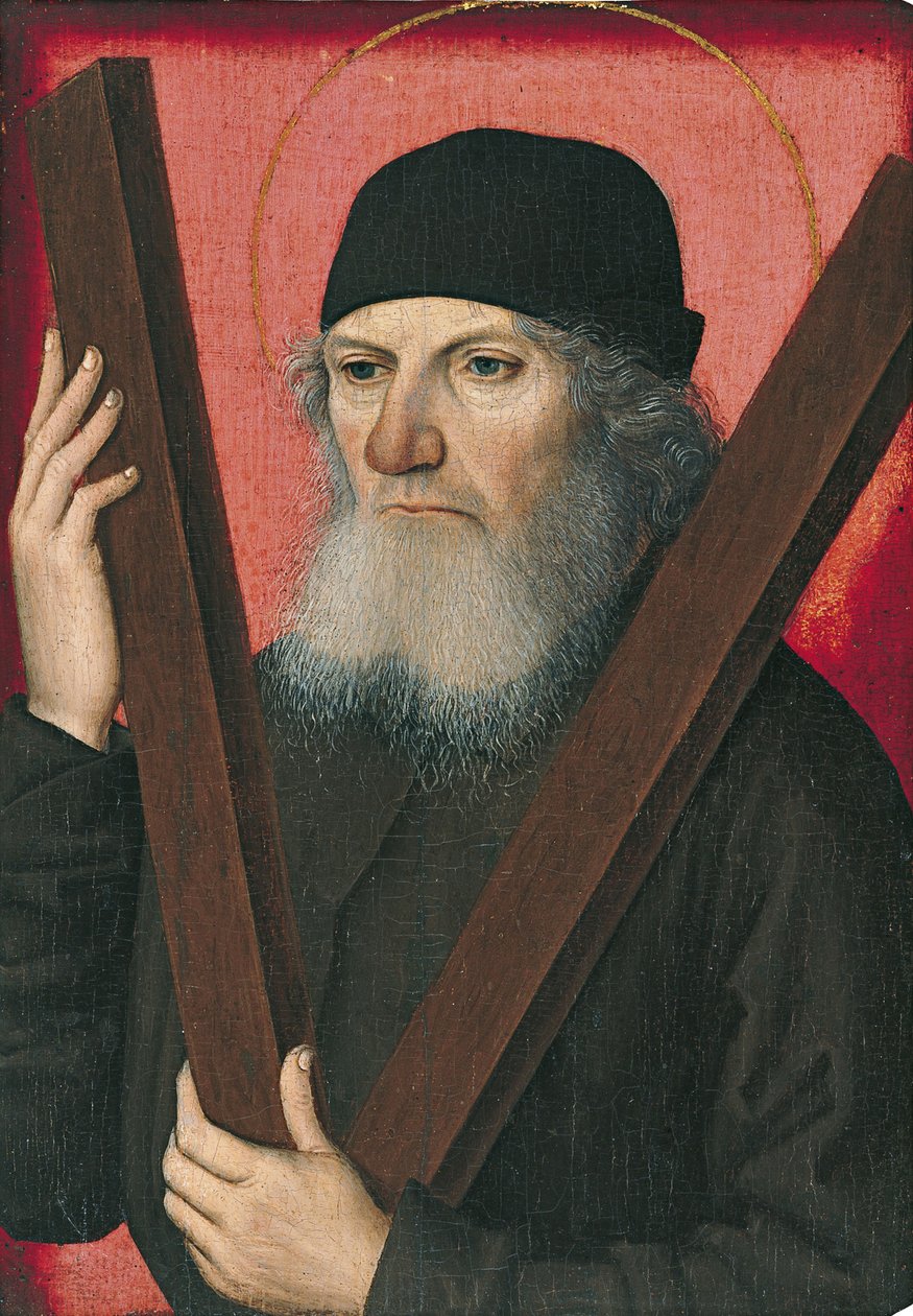 Portrett av en mann som Saint Andrew av Master of the Magdalen Legend