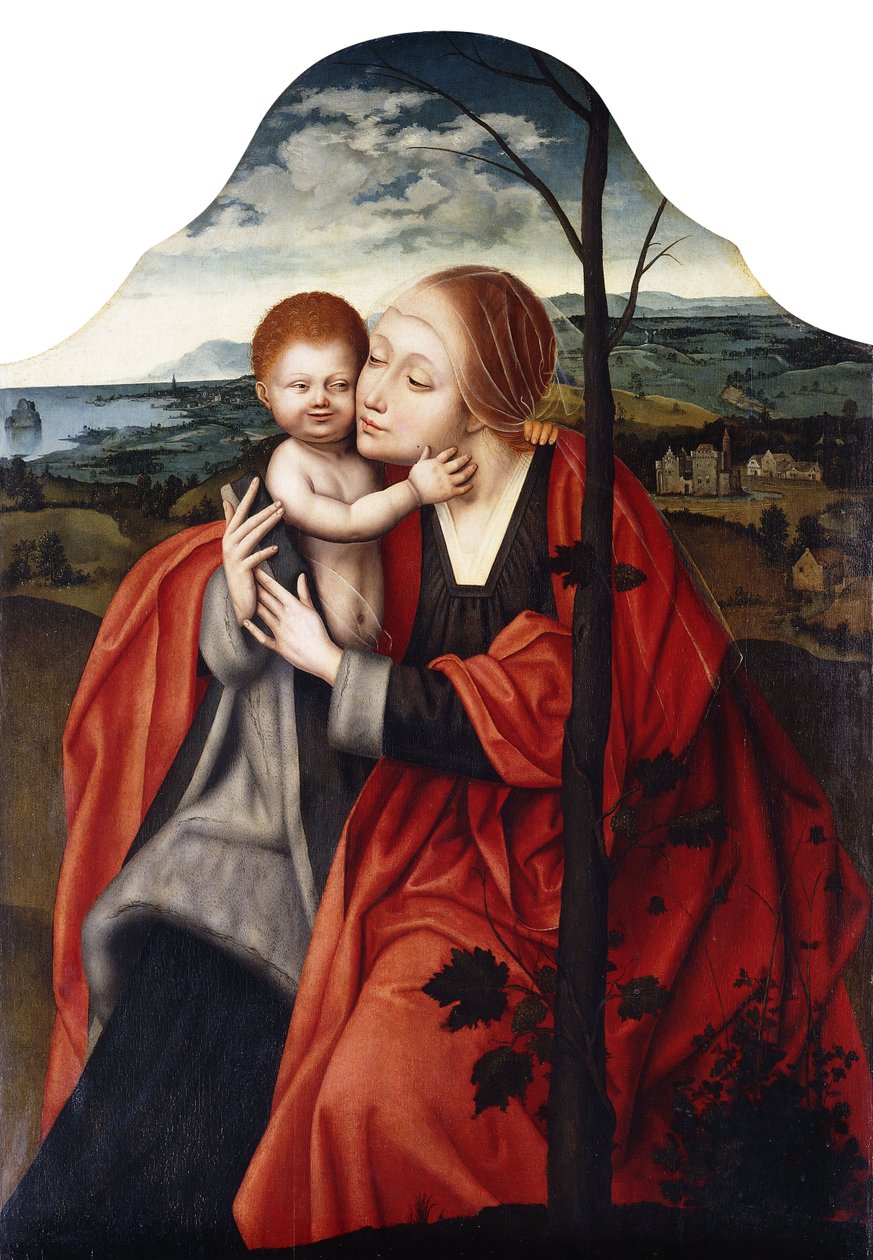 Jomfruen og barnet sittende ved et tre av Master of the Mansi Magdalen