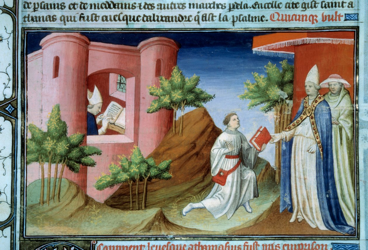 Pave Julius I (280-337) møtte sendebudet til Athanasius av Alexandria på tidspunktet for konsilet på Sardic. Sendebudet kom for å forsvare posisjonen til patriarken i eksil i Alexandria Miniature i "The Book of Wonders of the World" manuskript enlumin av Master of the Mazarine