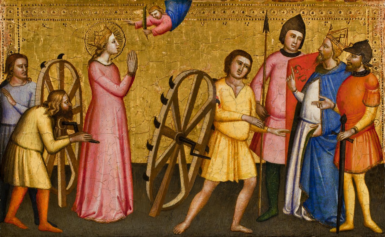 Ordeal of Saint Catherine of Alexandria, 1365-90 av Master of the Orcagnesque Misericordia