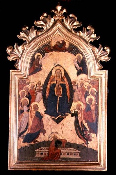 Madonna i en Mandorla med Music Making Angels av Master of the Osservanza