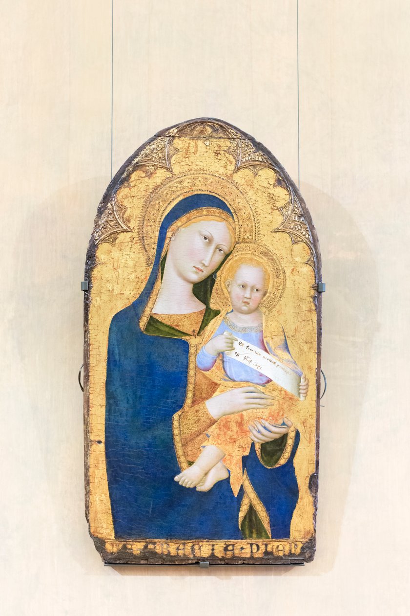 Madonna og barn, Maestro della Madonna di palazzo Venezia, Siena, aktiv i første halvdel av 1300-tallet, nasjonalt galleri for gammel kunst, Roma, Italia av Master of the Palazzo Venezia Madonna