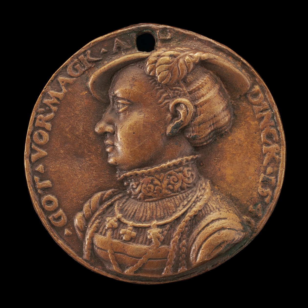 Emilia av Sachsen, 1516-1591, markgrevin av Brandenburg-Ansbach [forside], 1540. av Master of the Pistorius Medal