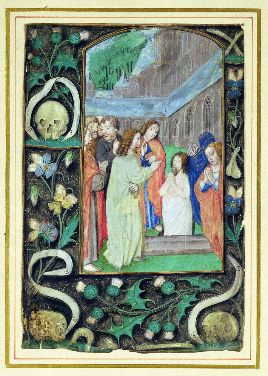 The Raising of Lazarus, fra en timebok av Master of the Prayerbook