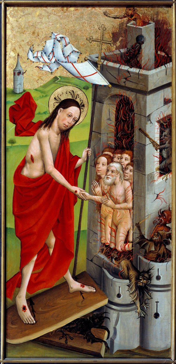 Kristus med limbo Maleri på tre av Mesteren av den øvre Rhinen (1400-tallet) 1460 Lyon, Musee des Beaux Arts av Master of the Rhine