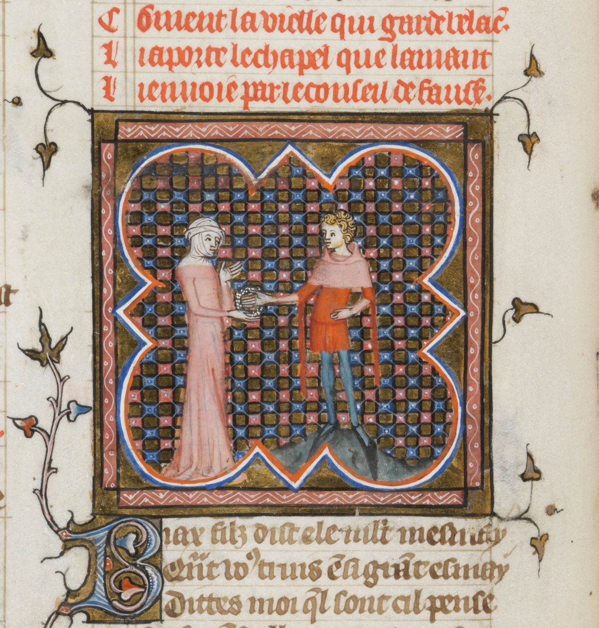 Miniatyr fra et manuskript av Roman de la Rose av Guillaume de Lorris og Jean de Meun, 1353 av Master of the Rose novels