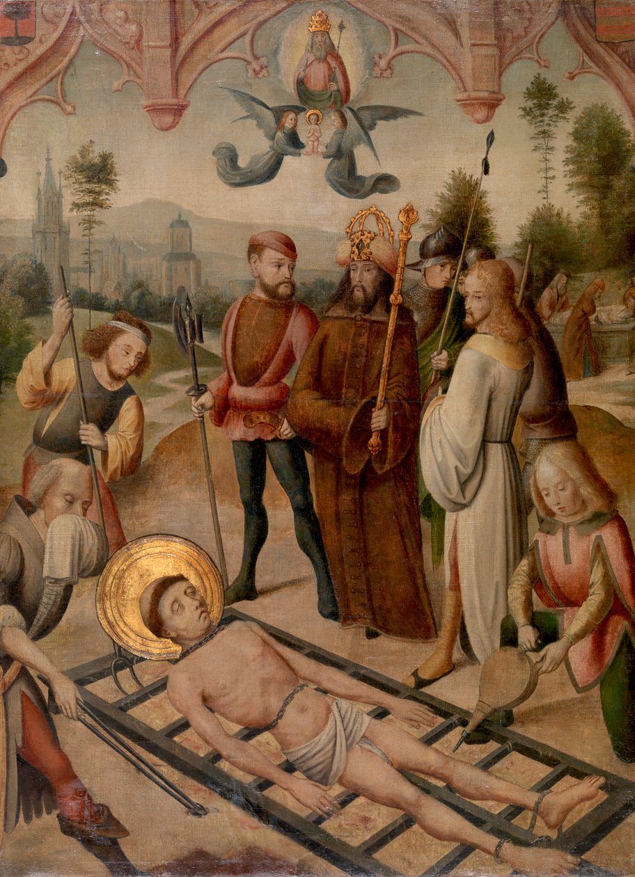 Saint Lawrences martyrium av Master of the Saint Ursula Legend