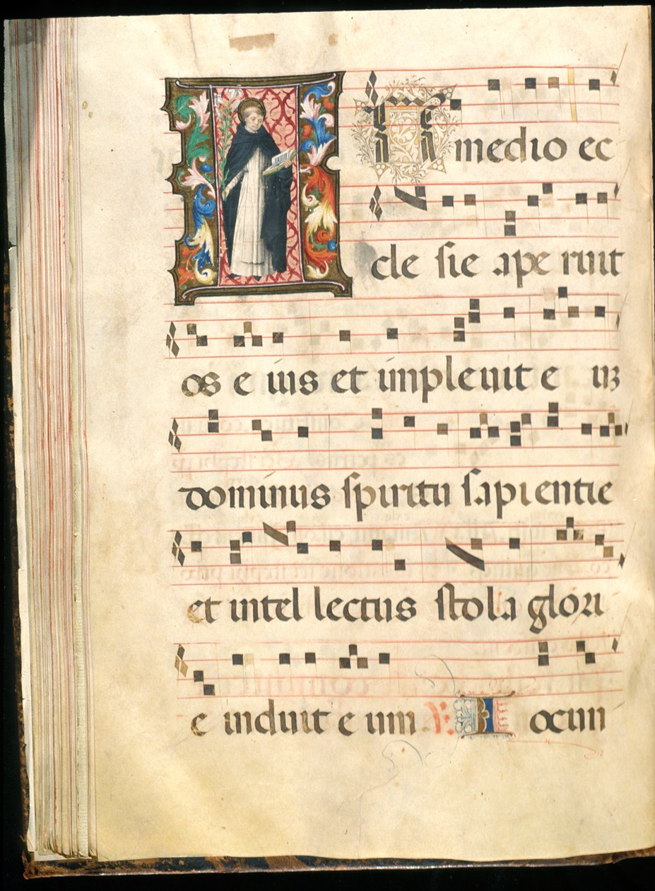 Folio fra et gradvis sent 1400-tall (blekk, tempera og bladgull på pergament) av Master of the Saluces Hours (attr. to)