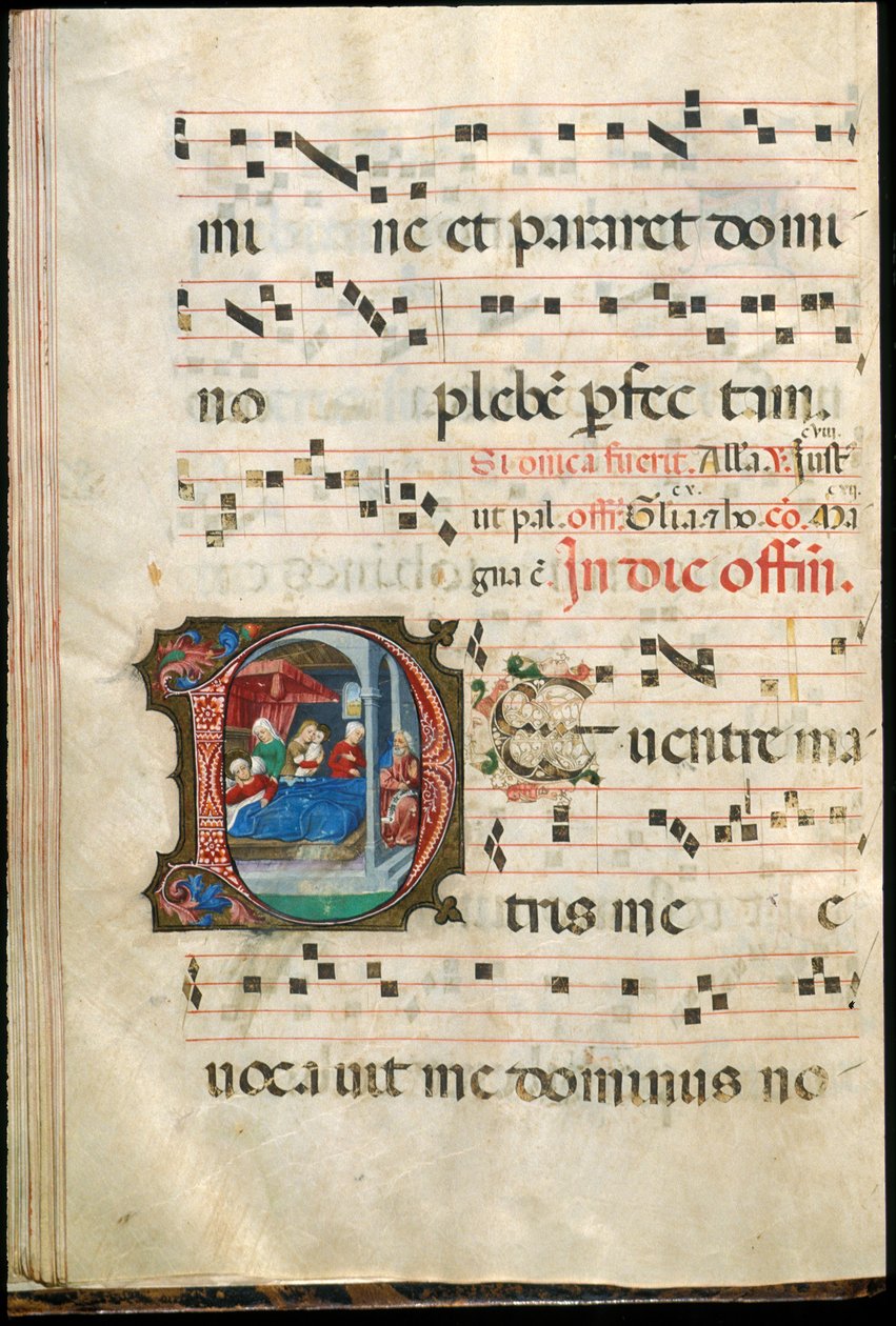 Folio fra et gradvis sent 1400-tall (blekk, tempera og bladgull på pergament) av Master of the Saluces Hours (attr. to)