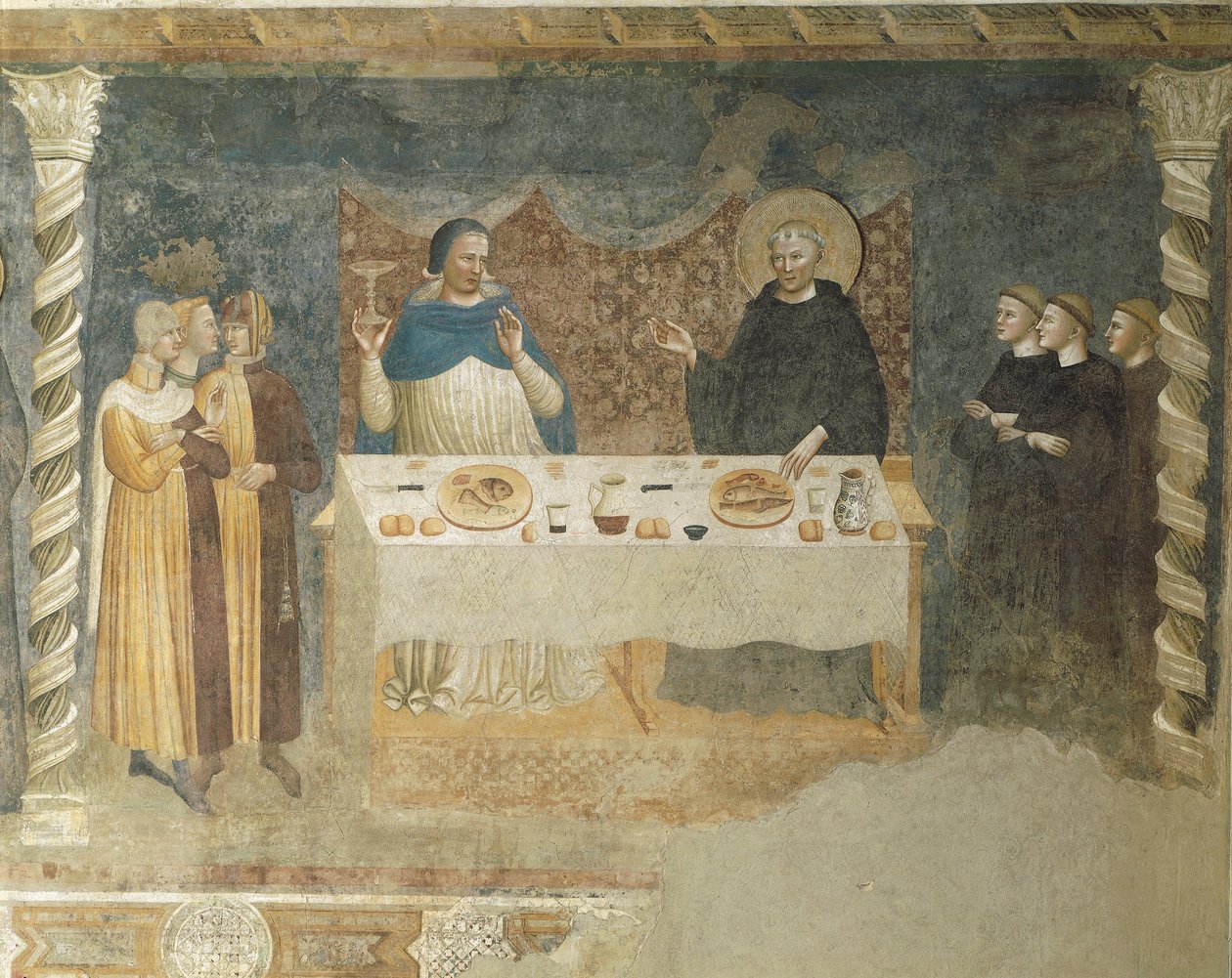 Miraklet til St. Guido av Arezzo, freskomaleri, refektoriet, klosteret St. Maria av Pomposa, Emilia-Romagna av Master of the School of Rimini