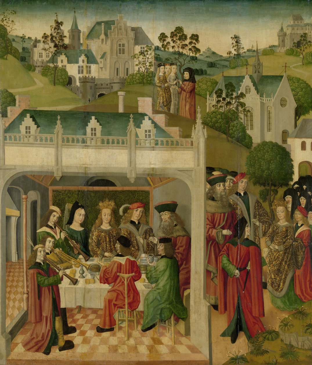 Bryllupsfesten til den hellige Elizabeth av Ungarn og Ludvig av Thüringen i Wartburg, ca. 1490-c.1495 (olje på panel) av Master of the St.Elizabeth panels