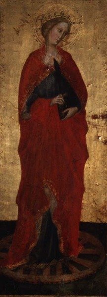 St. Catherine (tempera på panel) av Master of the Straus Madonna