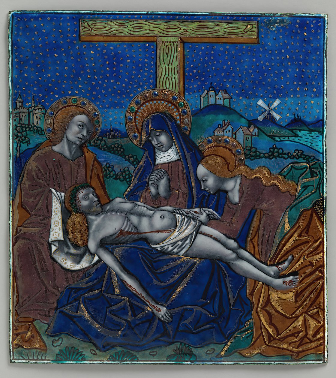 Triptykpanel med Pietá, fransk, 1400-1500-tallet. av Master of the Triptych of Louis
