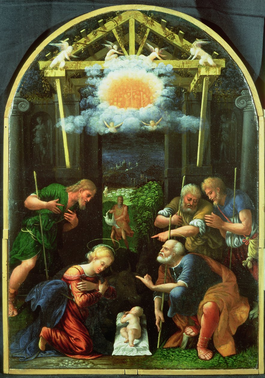 Hyrdenes tilbedelse (olje på panel) av Master of the Twelve Apostles