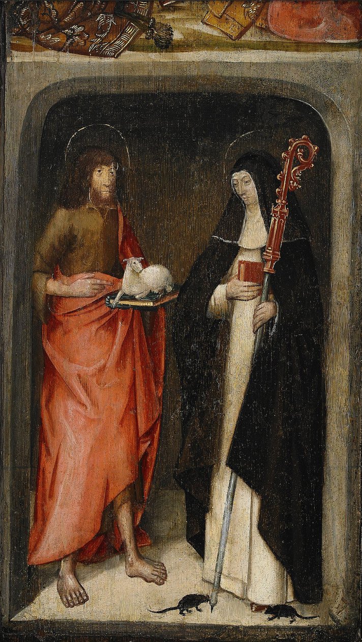 Døperen Johannes og den hellige Gertrud av Nivelles, 1480 av Master of the View of St. Gudule