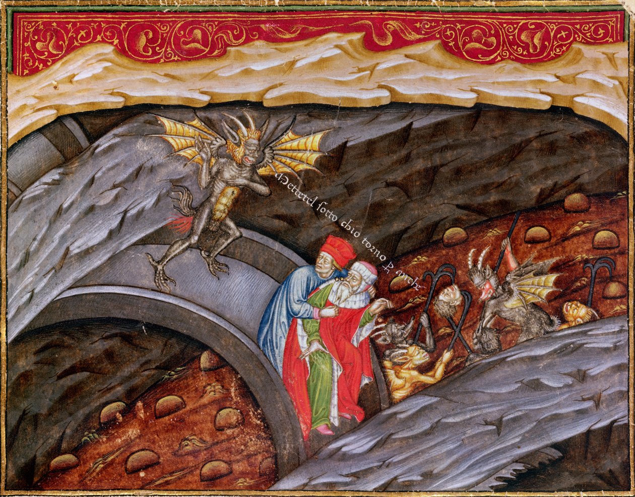 Ms 2017 f.245 Dantes Inferno med en kommentar av Guiniforte degli Bargigi ca. 1440 av Master of the Vitae Imperatorum