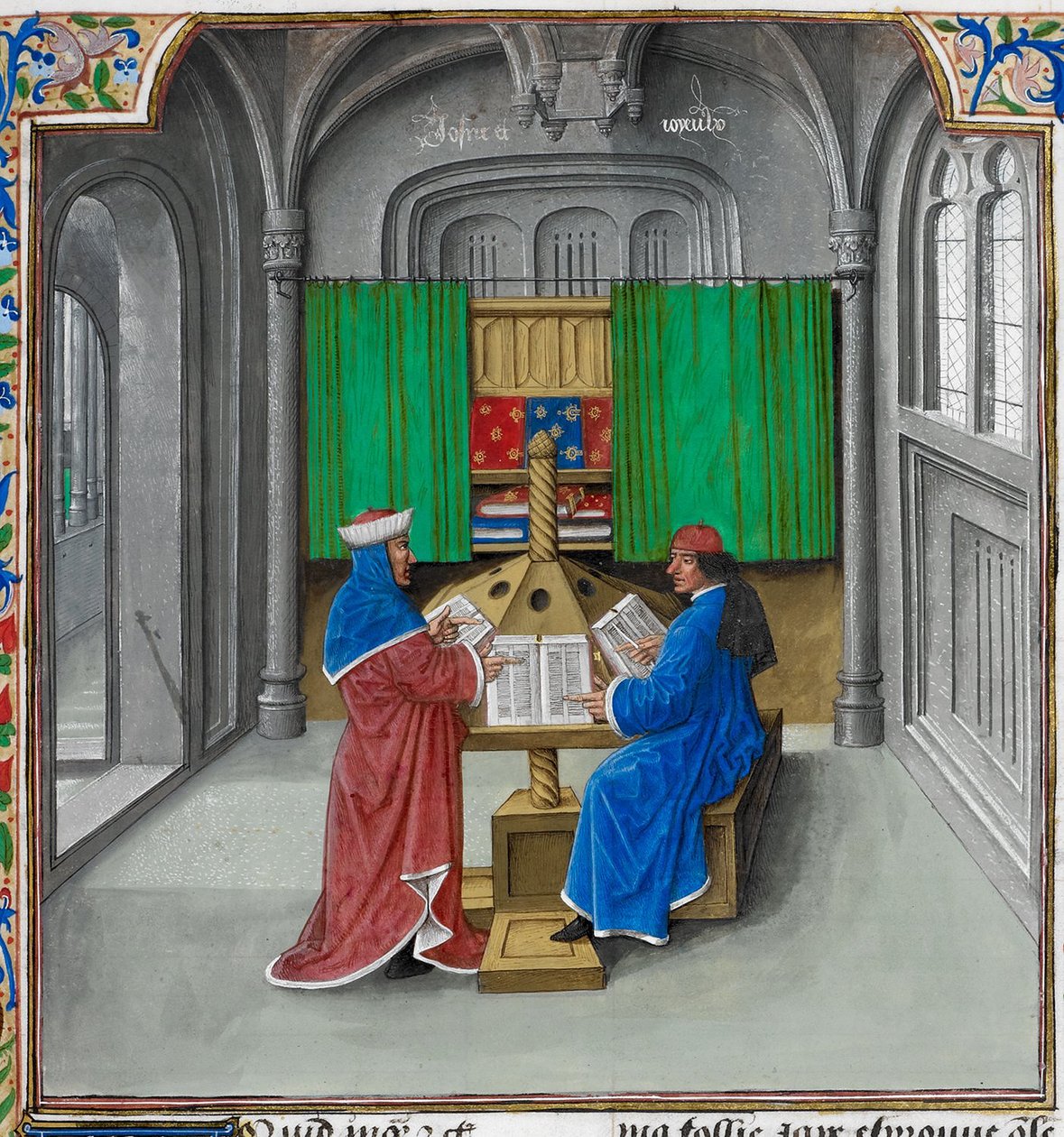 Boccaccio og Petrarch Fra: De casibus virorum illustrium av Giovanni Boccaccio av Master of the White inscriptions