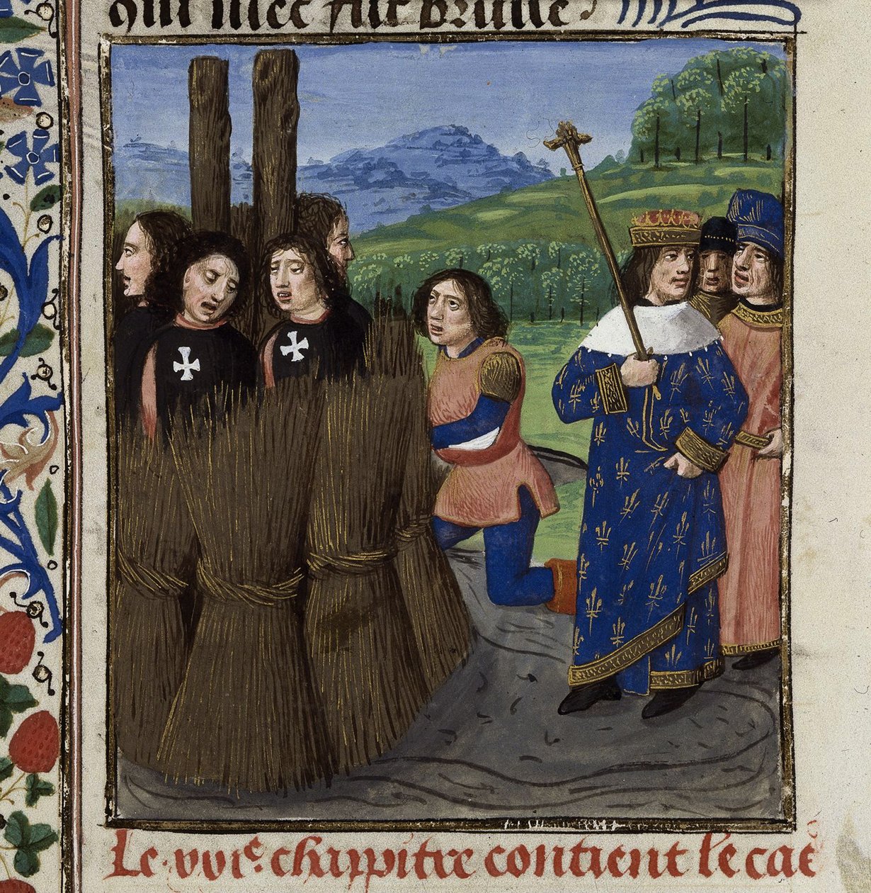 The Burning of Templars Fra: De casibus virorum illustrium av Giovanni Boccaccio av Master of the White inscriptions