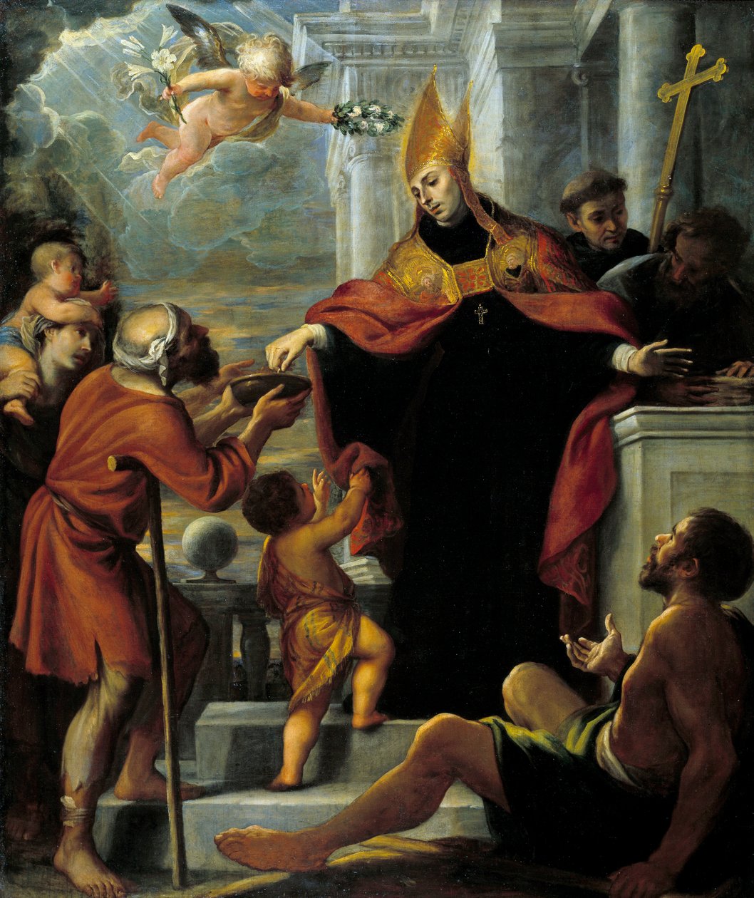 Saint Thomas de Villeneuve deler ut Amones til tiggere Maleri av Mateo Cerezo av Mateo Cerezo