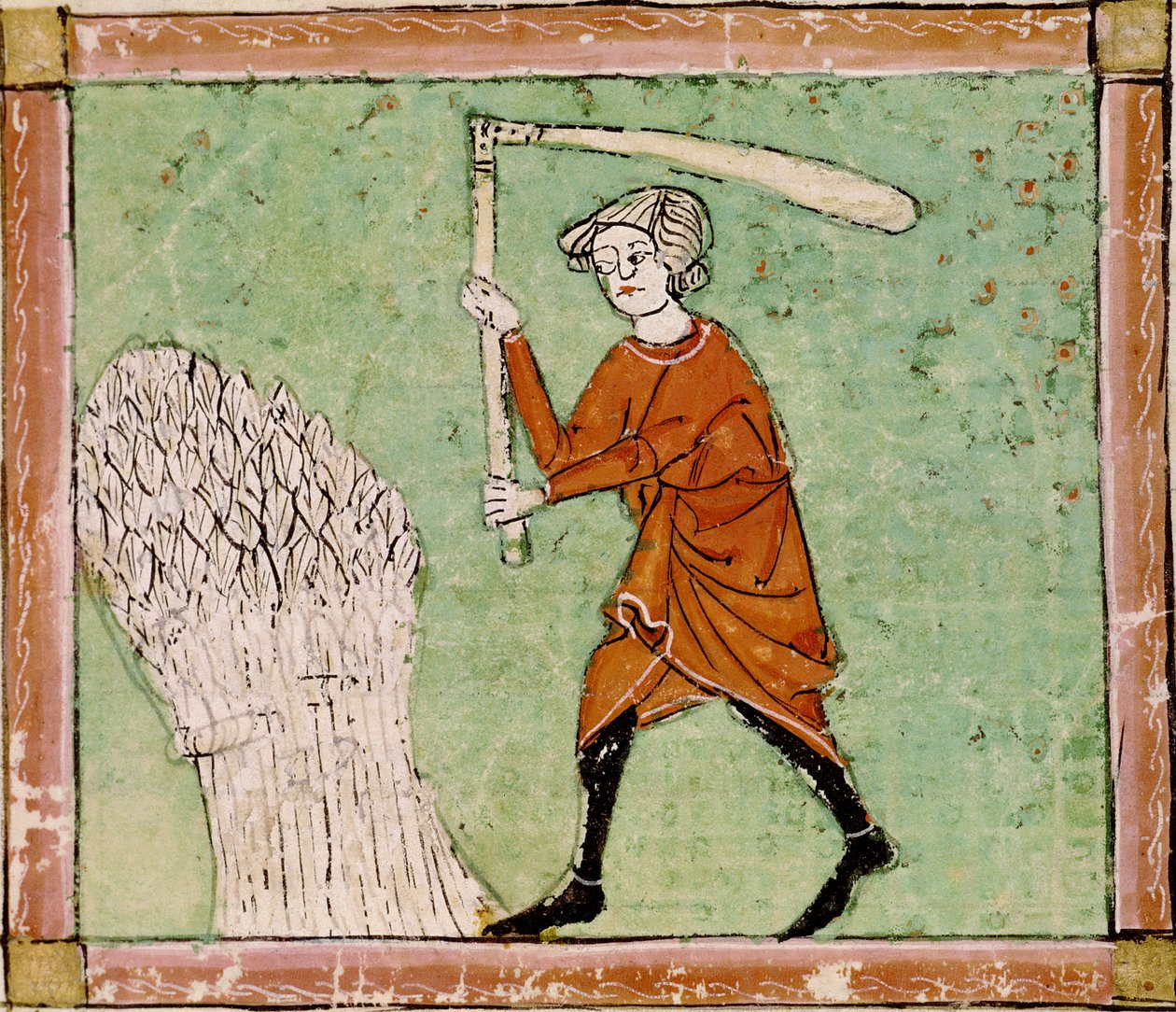 Fol.59r august: Tresking av hvete av Matfre Ermengaut