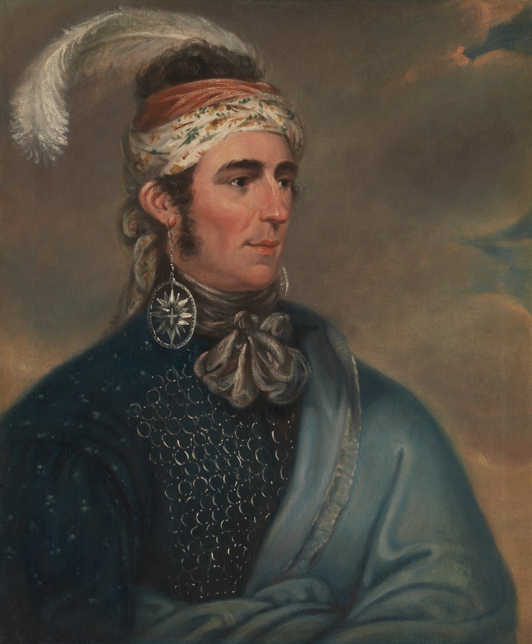Portrett av major John Norton som Mohawk -sjef Teyoninhokarawen av Mather Brown