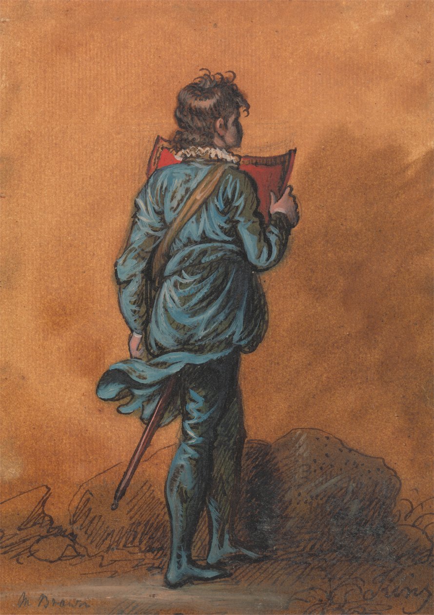 En Page Boy i blått med et rødt skjold av Mather Brown