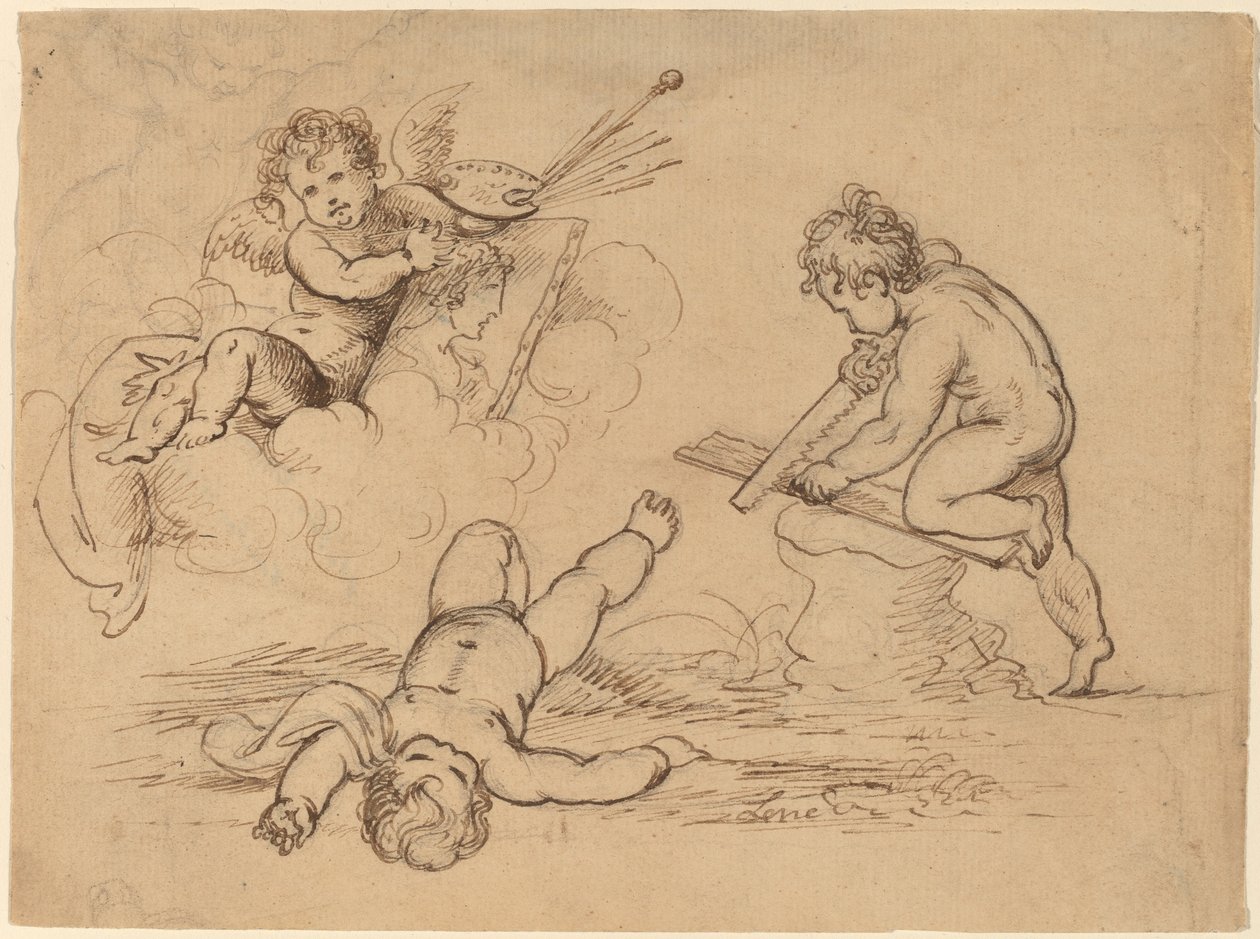Allegori: Fire Putti av Mather Brown