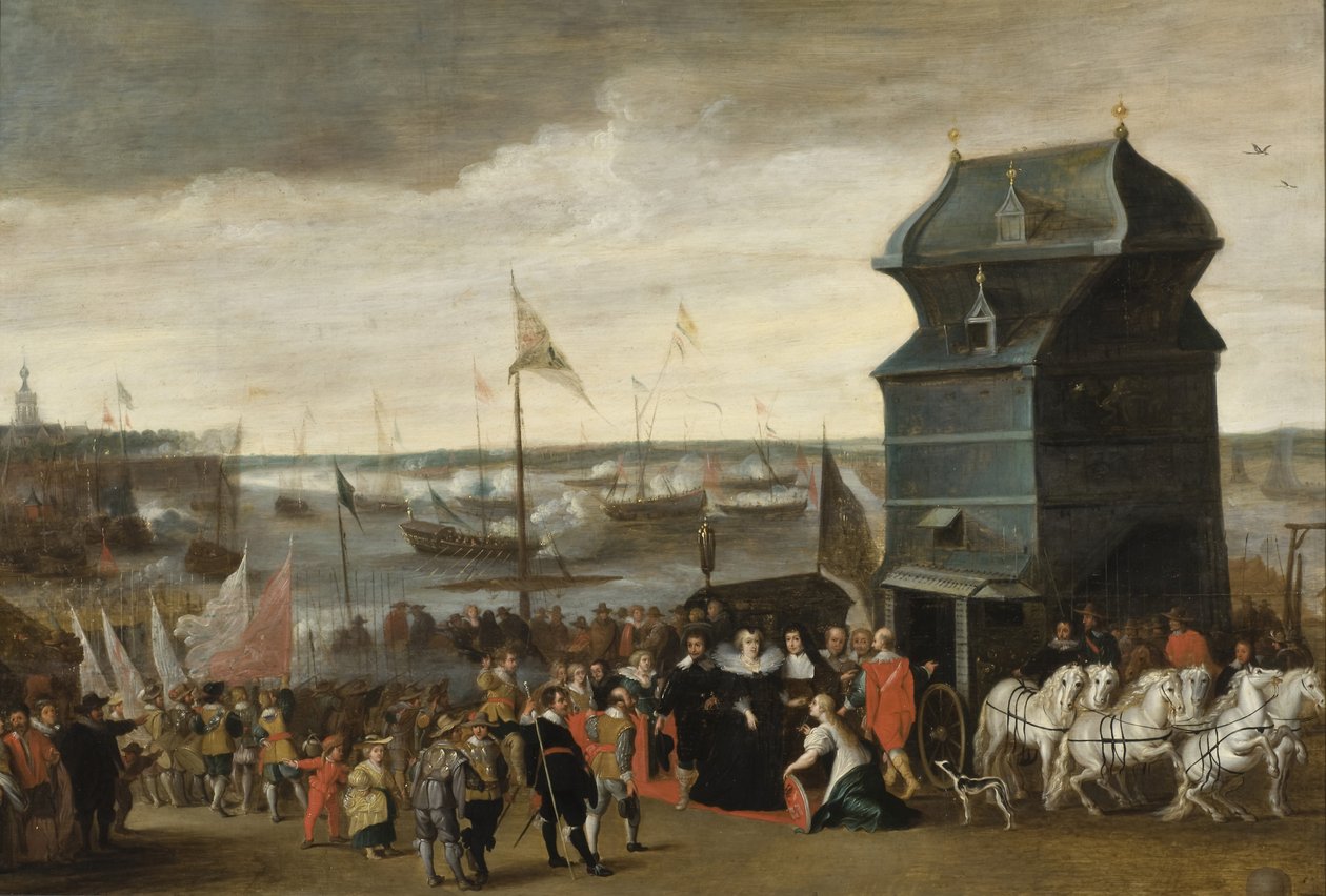 Dronning Marie de Medici går i land i Antwerpen, 1632 av Matheus Vroom