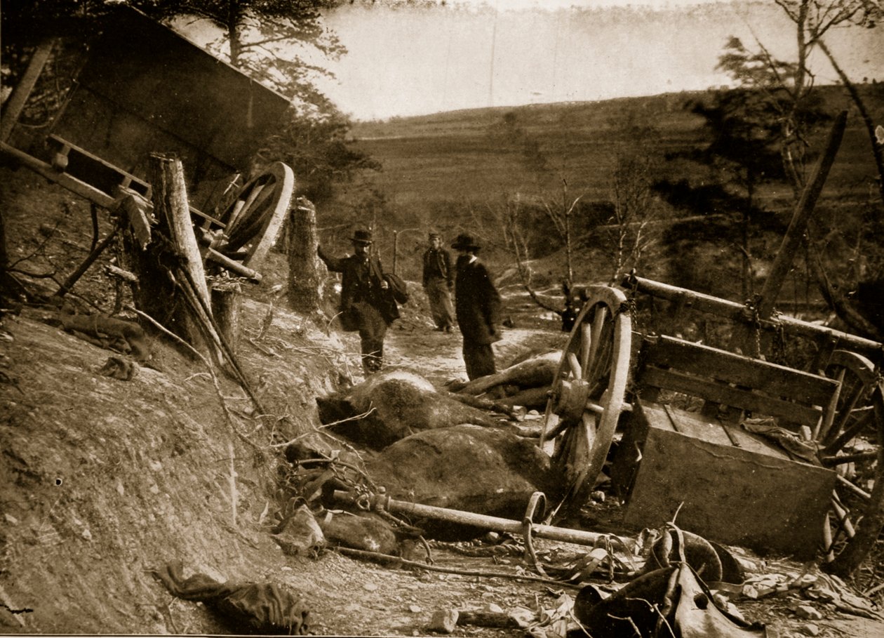 Effekt av eksplosjon av 32 pund granat fra Massachusetts Artillery, 1861-65 av Mathew B. Brady