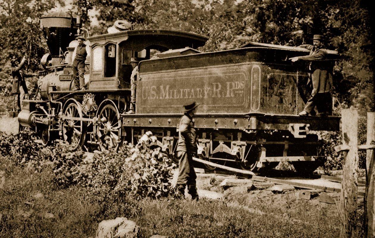Lokomotiv på United States Military Railroad, 1861-65 av Mathew B. Brady