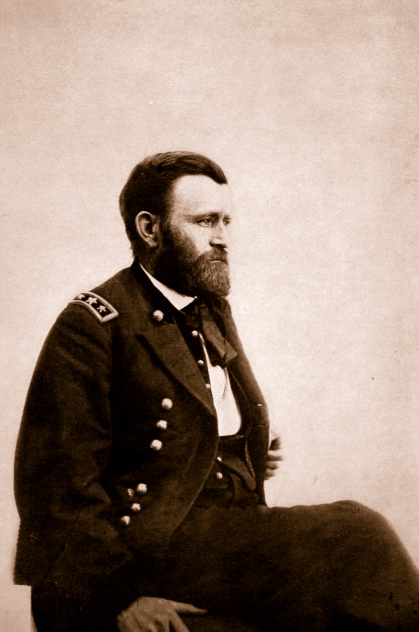 Portrett av general Ulysses Grant, 1861-65 (sepia-bilde) av Mathew B. Brady