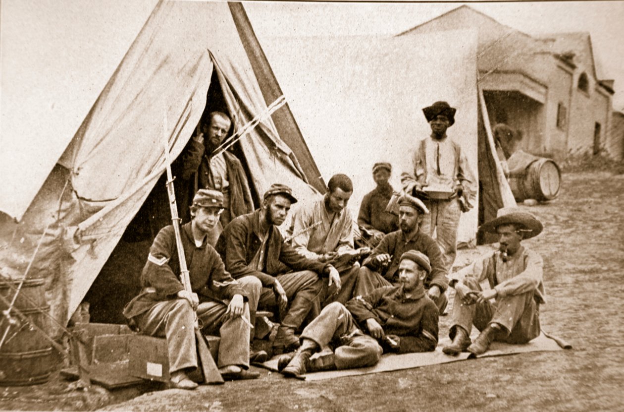 Sommerleirscene, 1861-65 av Mathew B. Brady