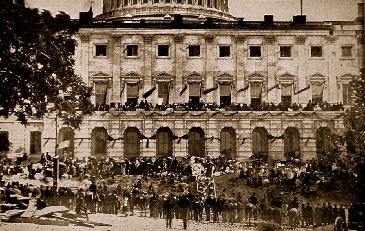 Ser på troppenes retur fra Capitol i Washington, 1861-65 av Mathew B. Brady