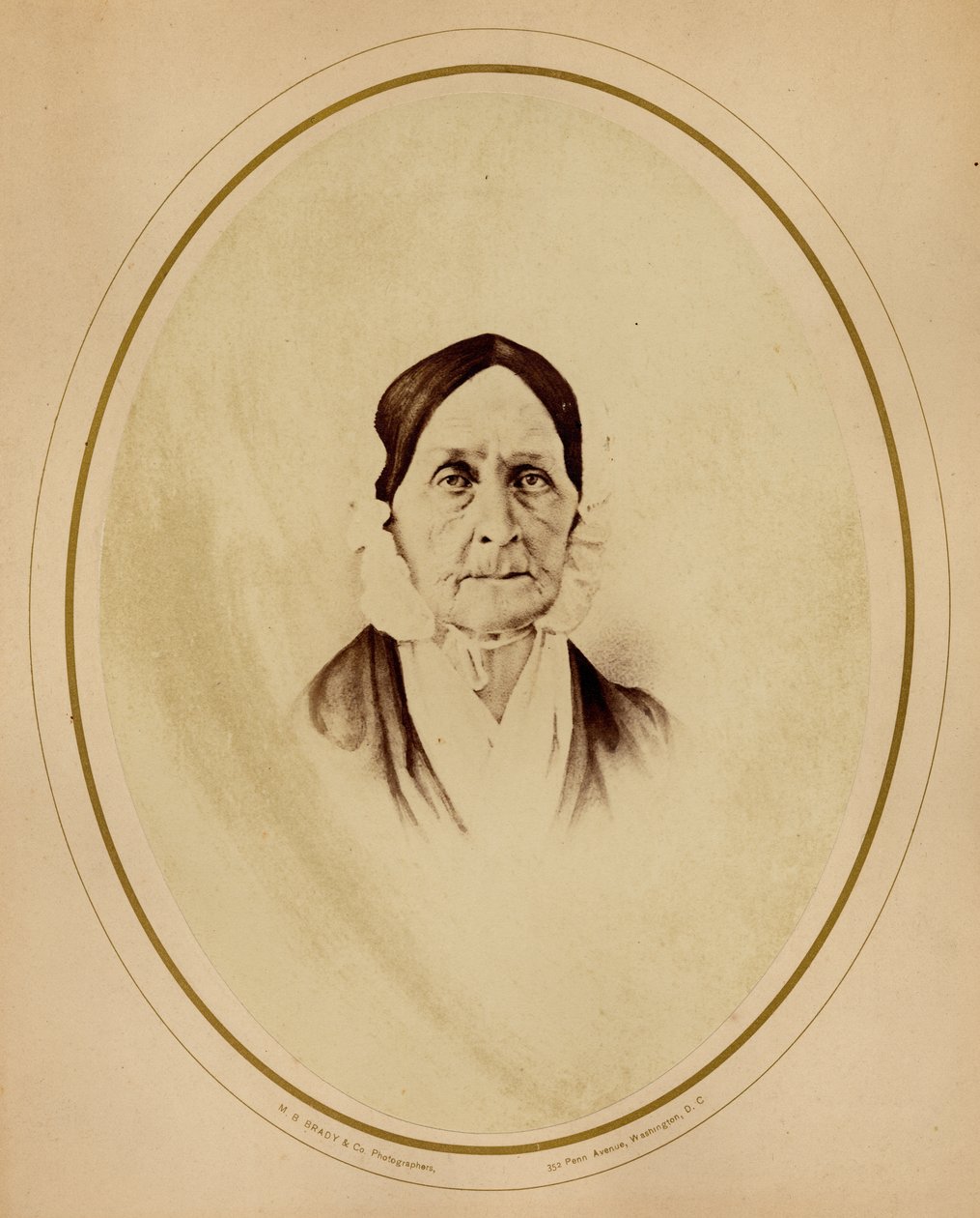 Barbara Frietchie (1766-1862), unionist under borgerkrig, gjenstand for et dikt av John Greenleaf Whittier (albumtrykk) av Mathew B. Brady