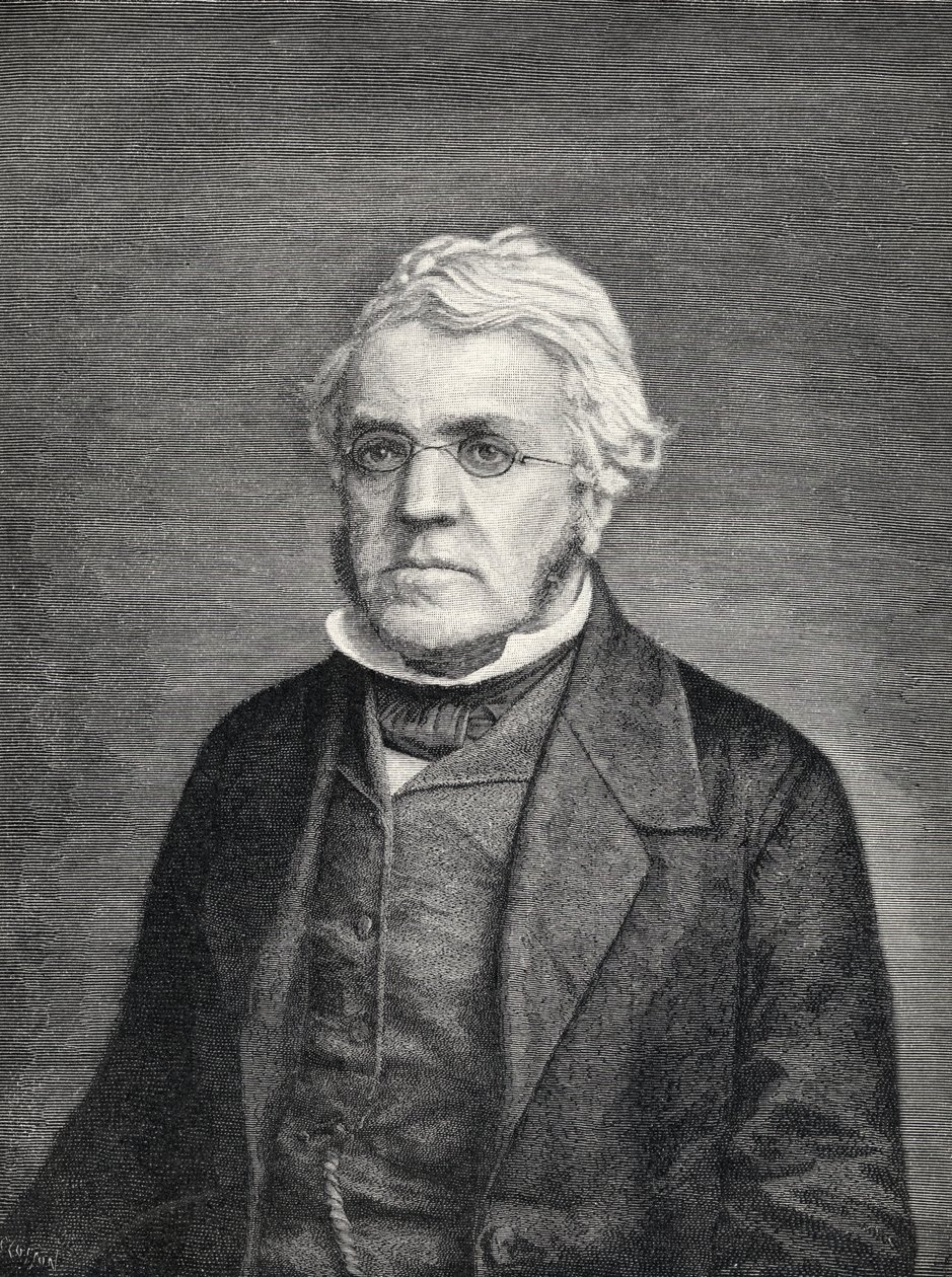 Portrett av William Makepeace Thackeray, gravert av W.B. Closson fra en daguerreotypi tatt av Brady under Thackerays reise til Amerika, fra 
