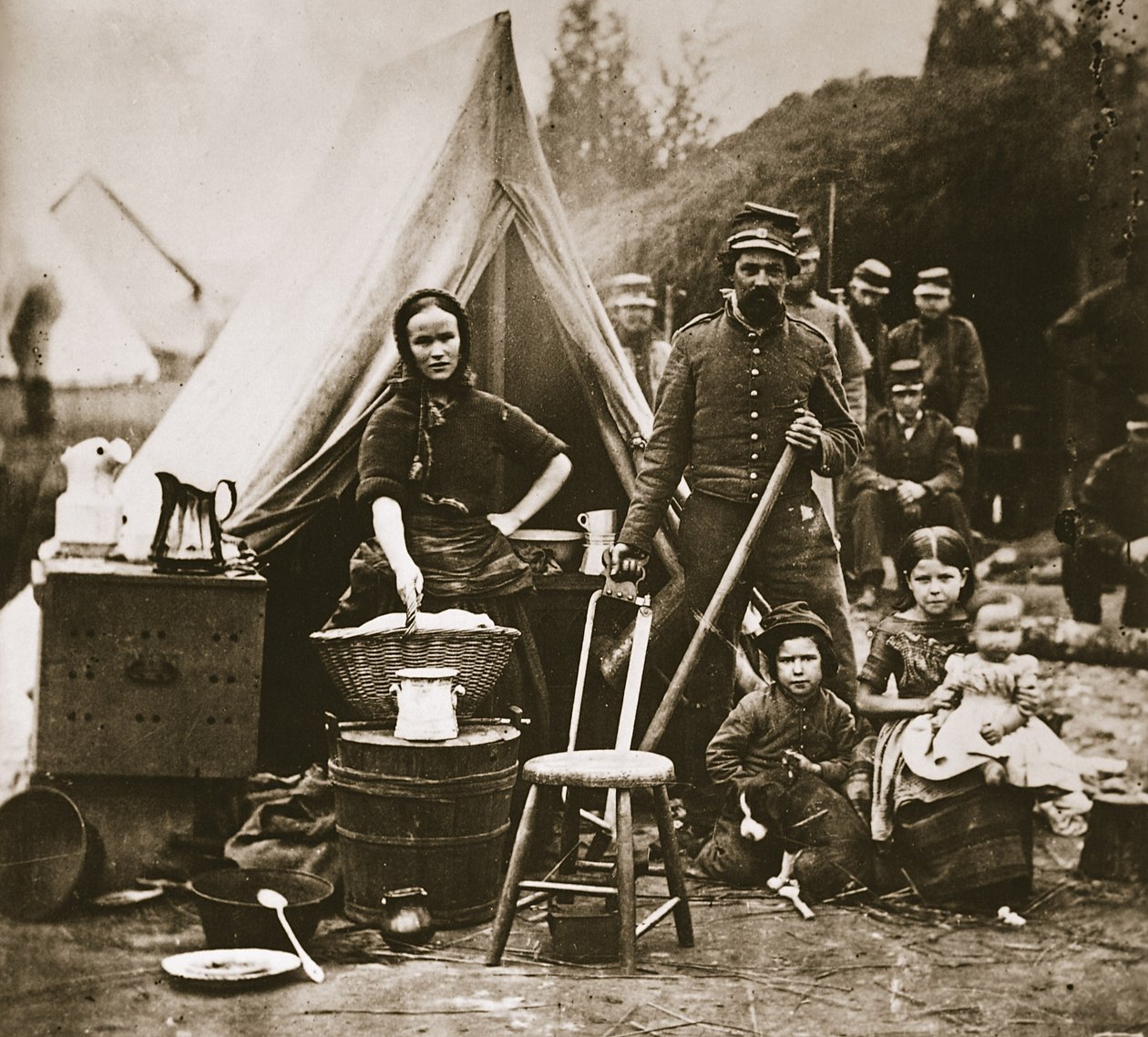Leiren til det 31. Pennsylvania-infanteriet nær Fort Slocum, 1862 (fotogravyr) av Mathew B. Brady