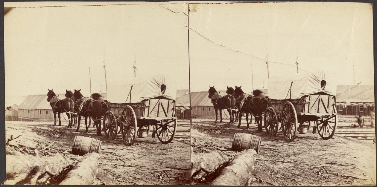Hærvogn på vei til forsyningsdepotet i City Point for å hente forsyninger av Mathew B. Brady