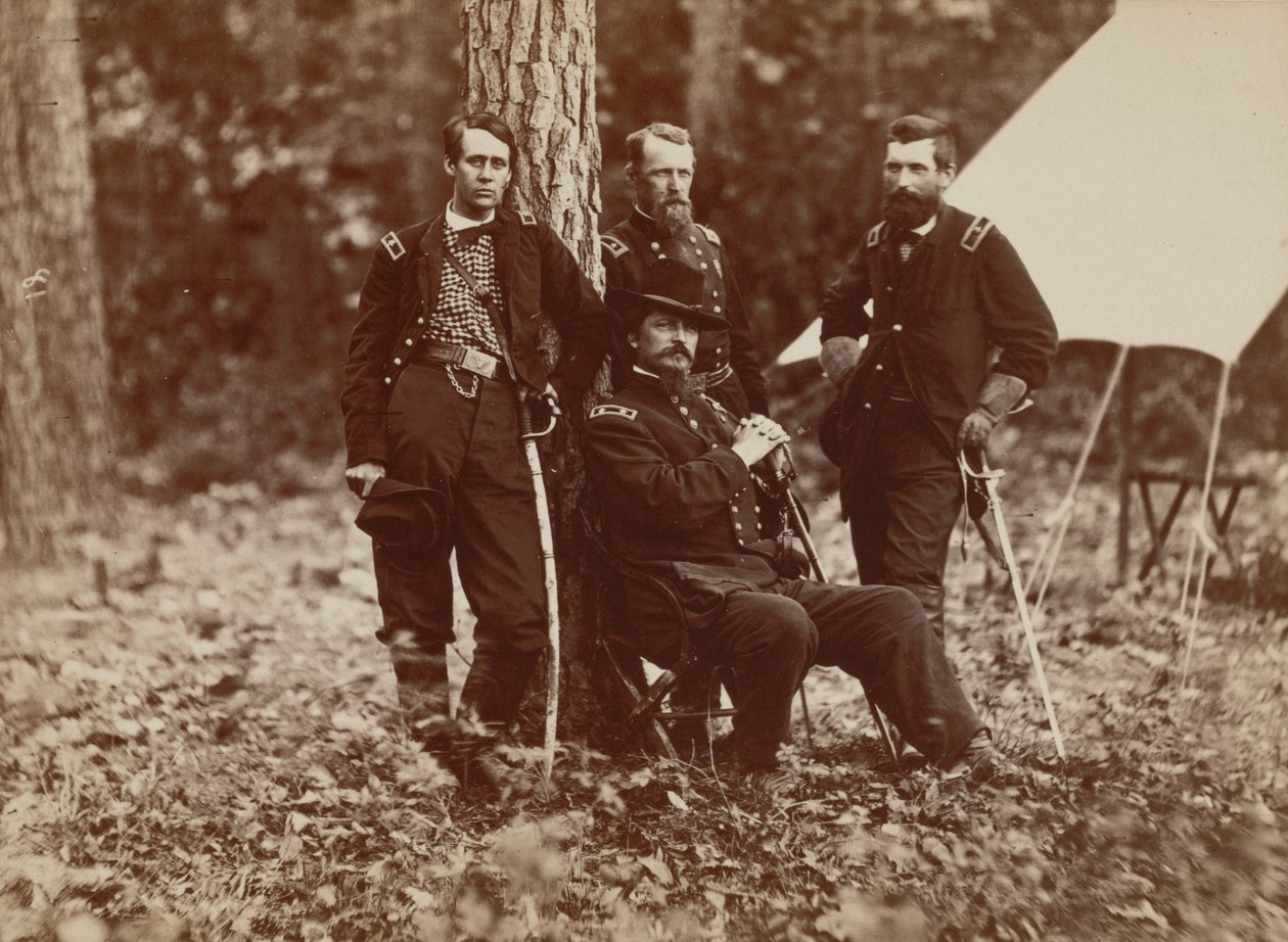 General W.S. Hancock og stab av Mathew B. Brady