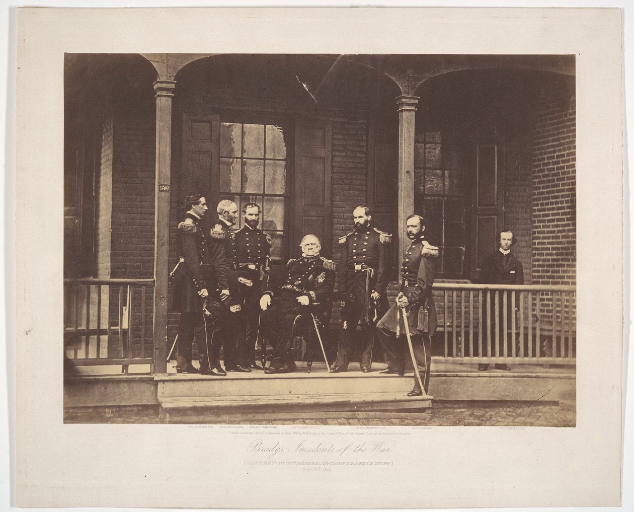 Generalløytnant Scott, øverstkommanderende for den amerikanske hæren, og stab av Mathew B. Brady