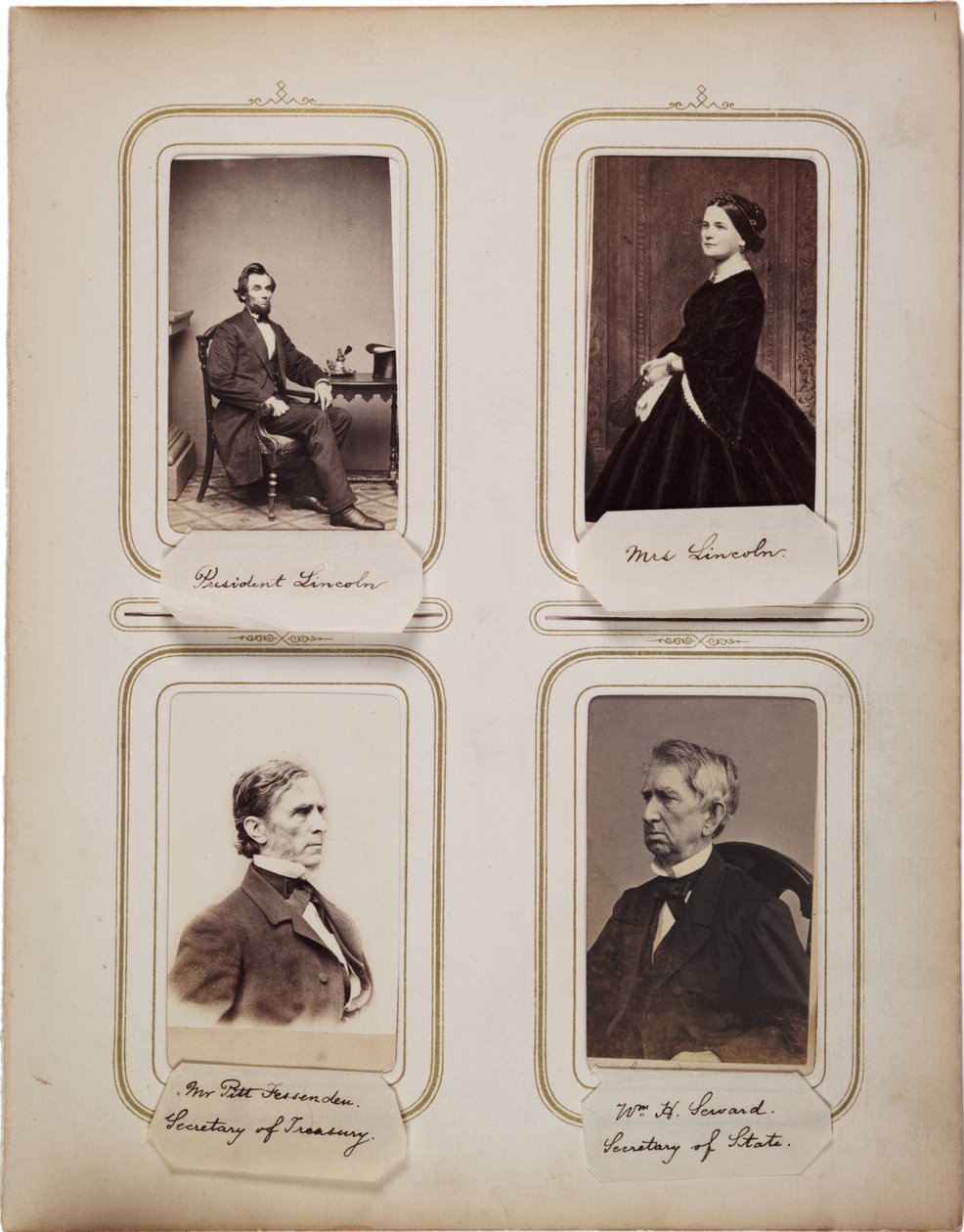 Album med 200 cartes de visite, de fleste av Brady, ca. 1865 (sepia-bilde) av Mathew B. Brady