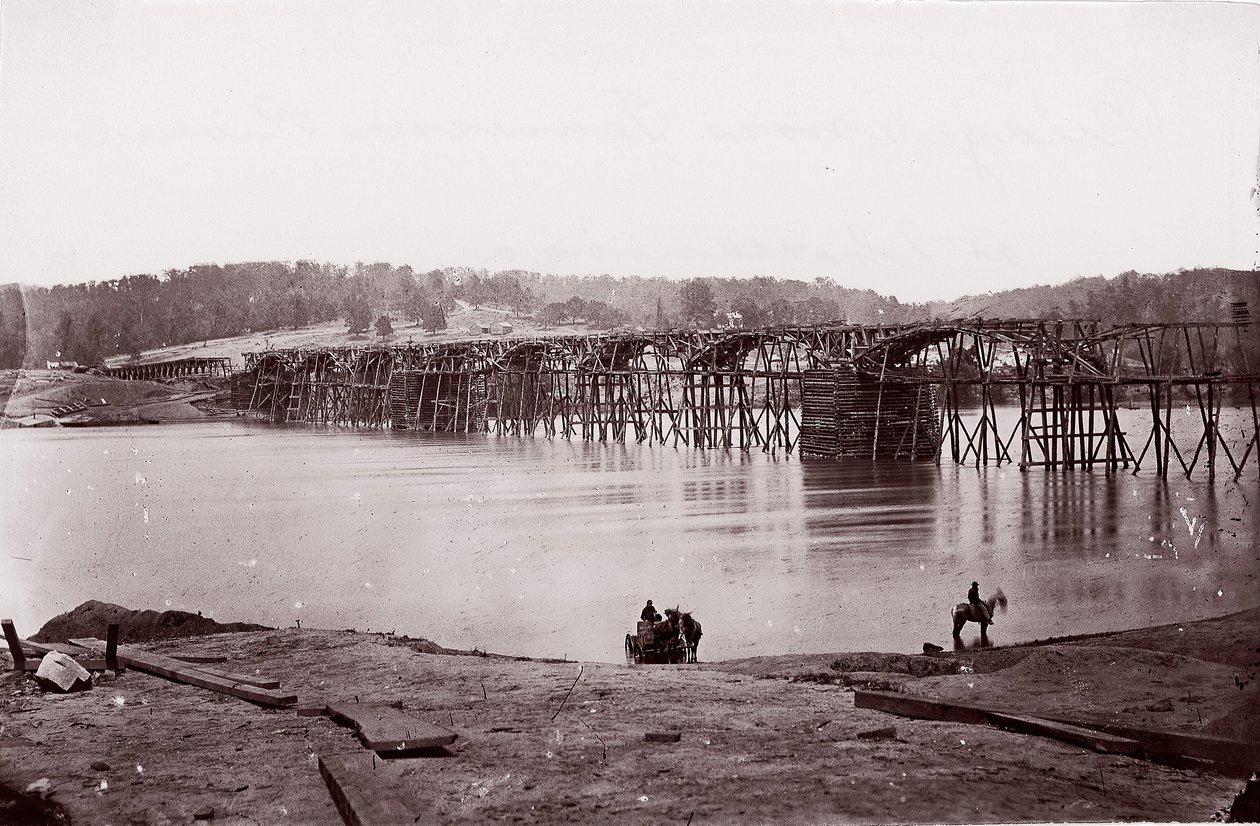 Bro over Tennessee River ved Chattanooga, ca. 1864. av Mathew Brady