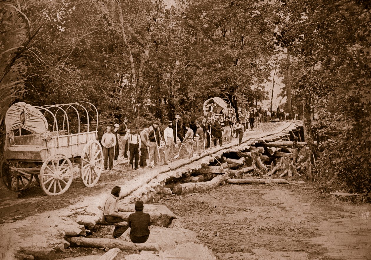 Grape Vine Bridge bygget av amerikanske ingeniører, 1861-65 av Mathew B. Brady