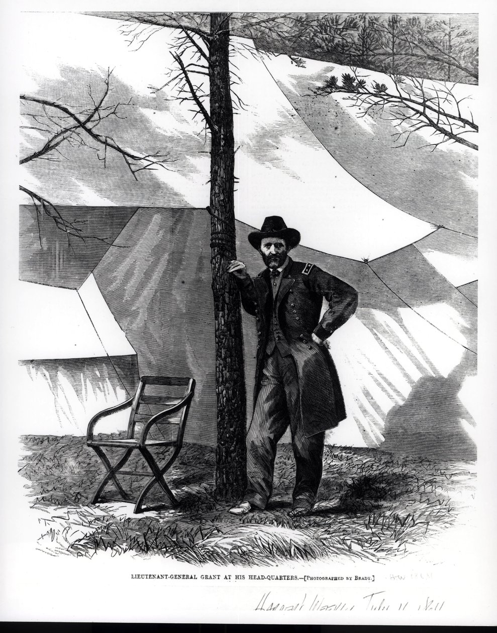 Generalløytnant Ulysses S. Grant, ved hans hovedkvarter, illustrasjon fra 
